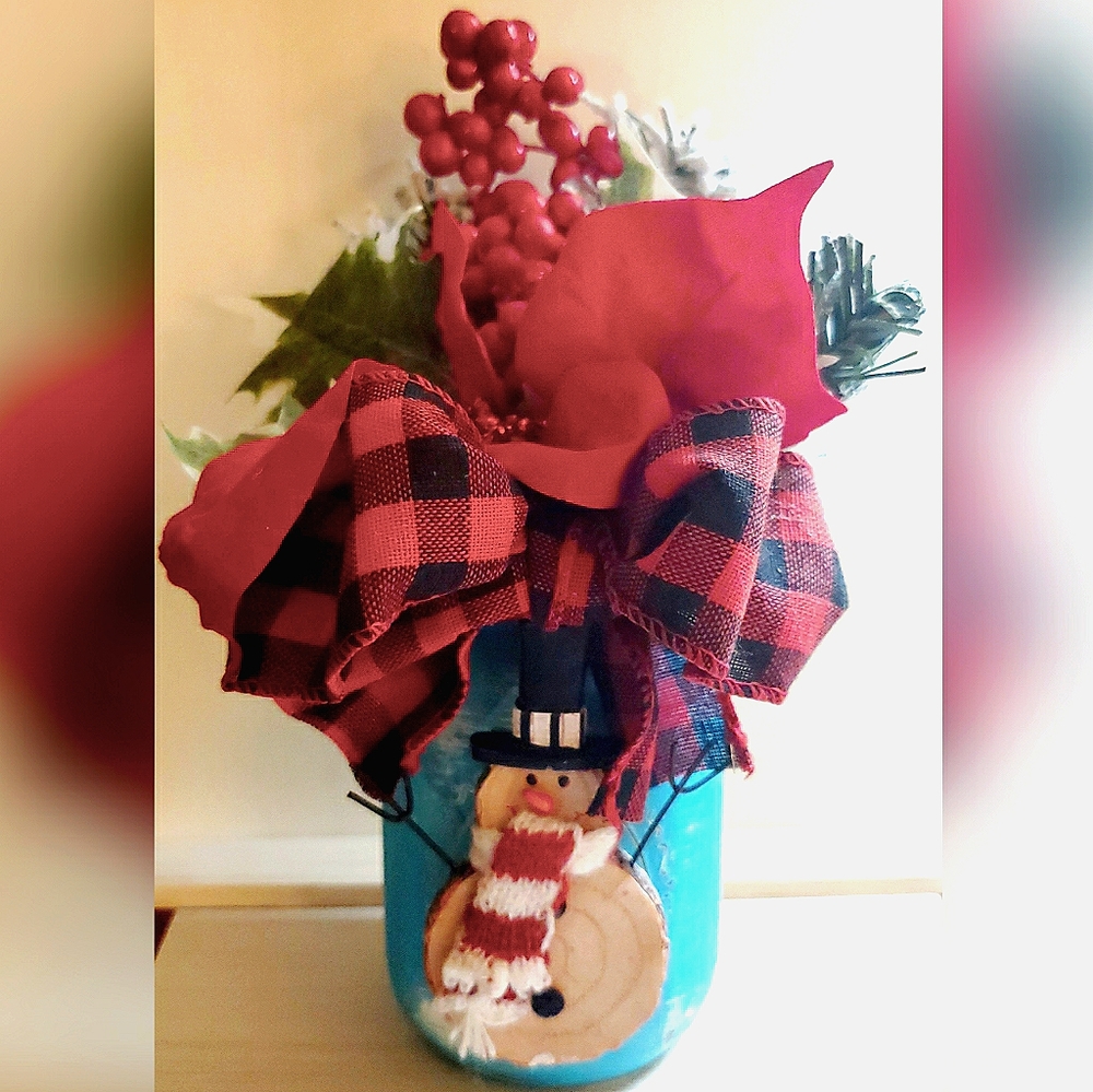 Blue Christmas Mason Jar